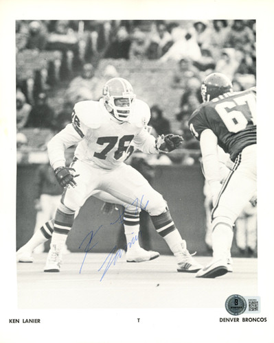 Ken Lanier Autographed/Signed Denver Broncos 8x10 Photo Beckett 45182