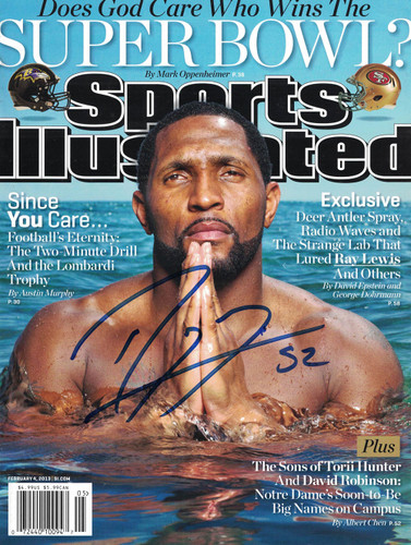 Ray Lewis Signed 2/4/2013 Sports Illustrated Magazine No Label Beckett