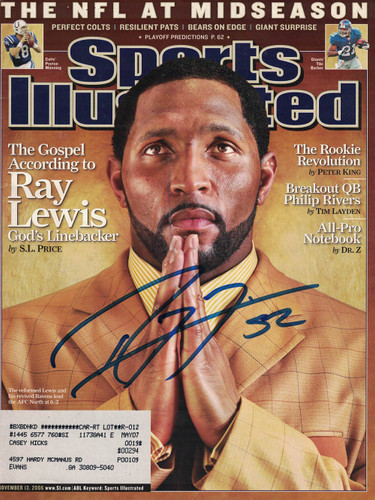Ray Lewis Autographed 11/13/2006 Sports Illustrated Magazine Beckett