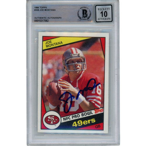 Joe Montana Autographed 1984 Topps 358 10 Grade Trading Card Beckett 46617