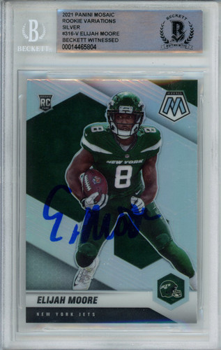 Elijah Moore Signed 2021 Mosaic Rookie Variations #316-V Card BAS Slab
