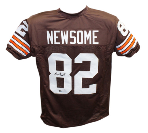 Ozzie Newsome Autographed/Signed Pro Style Brown HOF Jersey Beckett