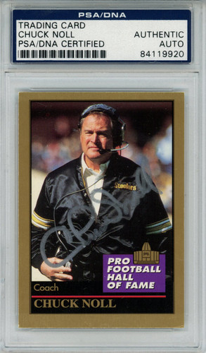 Chuck Noll Autographed 1995 Enor Hall of Fame #167 Trading Card PSA Slab