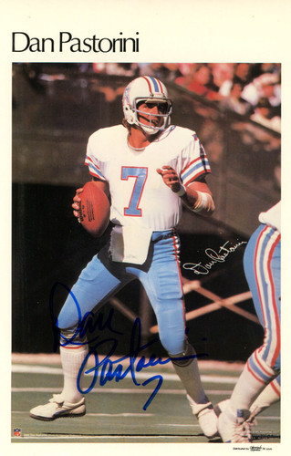 Dan Pastorini Autographed Houston Oilers Mini Poster 42/50 Beckett 46166