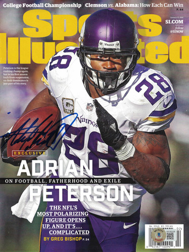 Adrian Peterson Signed 1/11/2016 Sports Illustrated Magazine No Label BAS