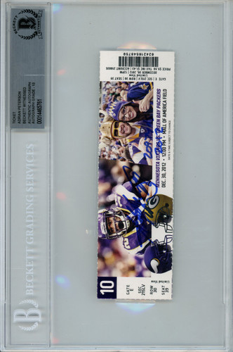 Adrian Peterson Autographed 12/30/2012 Ticket Stub 2097 Yds Beckett Slab