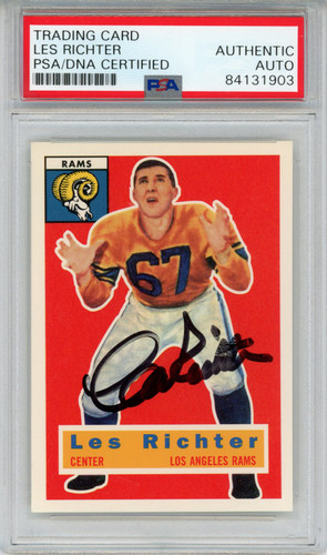 Les Richter Autographed 1956 Topps #30 Trading Card PSA Slab