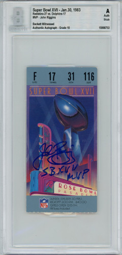 John Riggins Autographed Super Bowl XVII Ticket Stub SB MVP BAS Slab