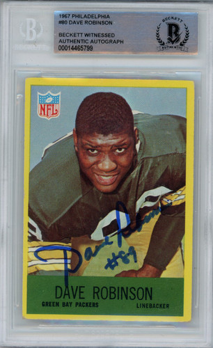 Dave Robinson Autographed 1967 Philadelphia #80 Rookie Card Beckett Slab