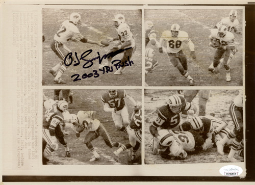 O.J. Simpson Autographed/Signed Buffalo Bills 8x12 Photo 2003 Yds JSA
