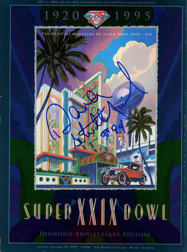 Dana Stubblefield Autographed/Signed Super Bowl XXIX Program Beckett