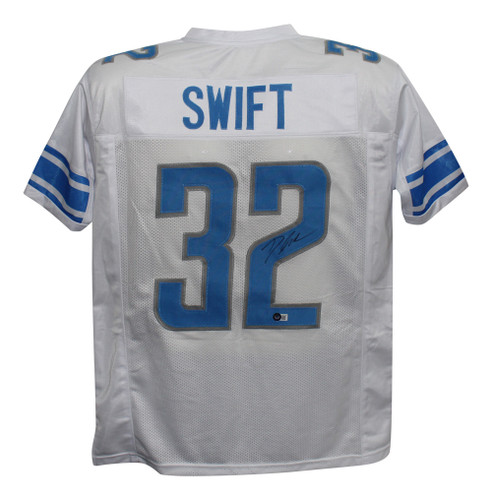 D'Andre Swift Autographed/Signed Pro Style White XL Jersey Beckett