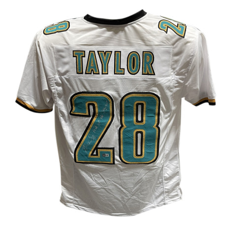 Fred Taylor Autographed/Signed Pro Style Jersey Teal Insc. Beckett