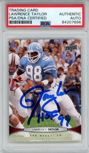 Lawrence Taylor Signed 2012 Upper Deck #33 Trading Card PSA Slab
