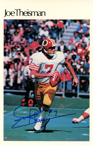 Joe Theismann Signed Washington Redskins Mini Poster 32/50 BAS 46093