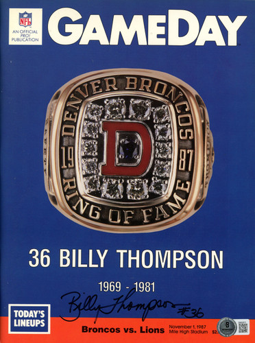 Billy Thompson Signed Broncos 11/1/87 Gameday Magazine Beckett 454593
