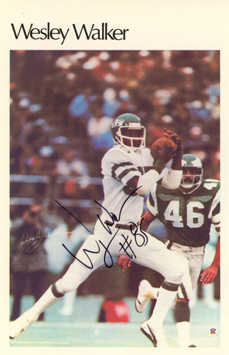 Wesley Walker Signed New York Jets Mini Poster 25/50 Beckett 46111