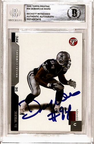 Demarcus Ware Autographed 2005 Pristine #54 Rookie Card Beckett Slab
