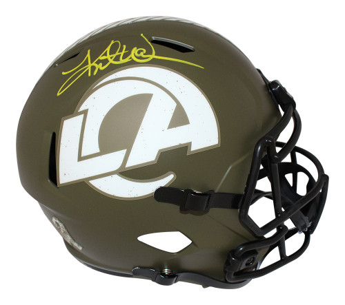 Kurt Warner Signed Los Angeles Rams Spd F/S Salute Helmet BAS