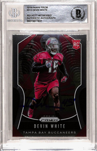 Devin White Signed 2019 Panini Prizm #312 Trading Card Slab Beckett 40582