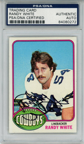Randy White Autographed 1976 Topps #158 Trading Card PSA Slab