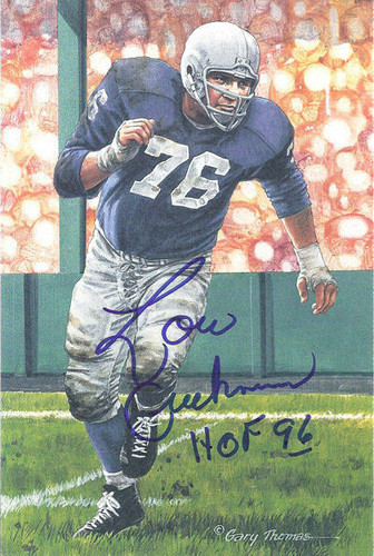 Lou Creekmur Autographed Detroit Lions Goal Line Art Card in Blue w/HOF 96