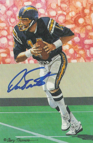 Dan Fouts Autographed San Diego Chargers Goal Line Art Card