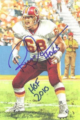 Russ Grimm Autographed Washington Redskins Goal Line Art in Blue w/HOF 2010