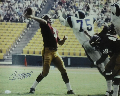 Sonny Jurgensen Autographed Washington Redskins 16x20 Photo (vs Deacon)