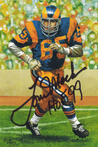 Tom Mack Autographed Los Angeles Rams Goal Line Art Card w/HOF 99