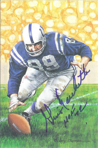 Gino Marchetti Autographed Baltimore Colts Goal Line Art Card in blue w/HOF 72
