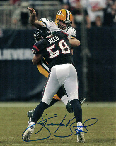 Brooks Reed Autographed Houston Texans 8x10 Photo (hitting Rodgers)