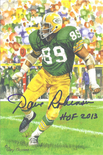 Dave Robinson Autographed Green Bay Packers Goal Line Art Card in Blue w/HOF 2013