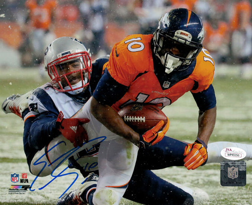 Emmanuel Sanders Autographed Denver Broncos 8x10 Photo (Patriots) JSA