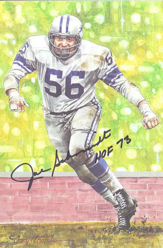 Joe Schmidt Autographed Detroit Lions Goal Line Art Card in Black