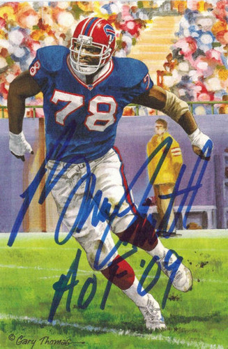 Bruce Smith Autographed Buffalo Bills Goal Line Art Card blue w/HOF 09