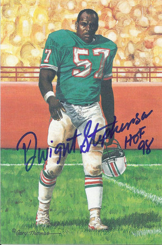 Dwight Stephenson Autographed Miami Dolphins Goal Line Art Card in Blue w/HOF 98