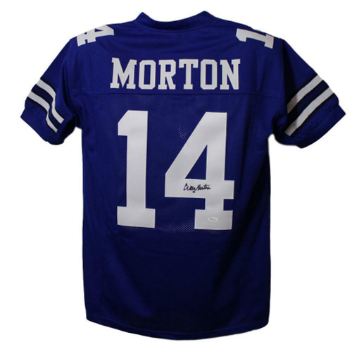 Craig Morton Autographed Dallas Cowboys XL Blue Jersey JSA