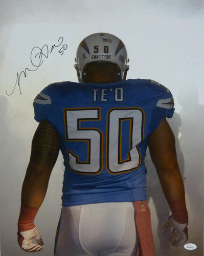 Manti Te'o Autographed San Diego Chargers Smoke 16x20 Photo JSA