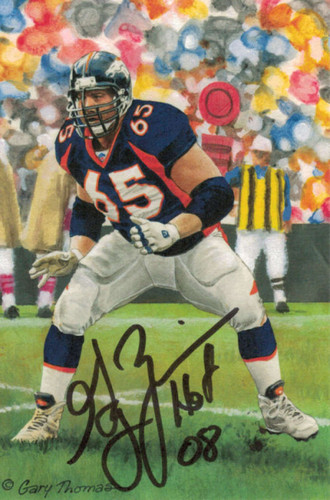 Gary Zimmerman Autographed Denver Broncos Goal Line Art Card black /HOF 08