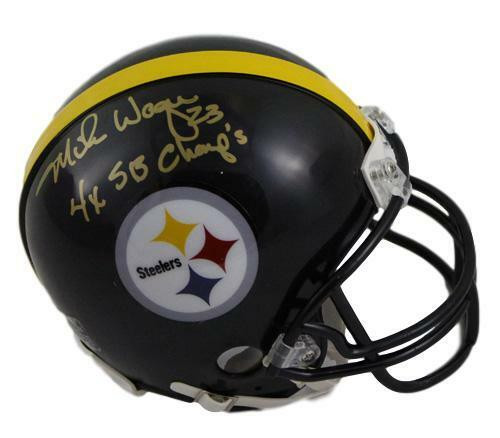 Mike Wagner Autographed Pittsburgh Steelers Riddell Mini Helmet 4x SB Champs SGC