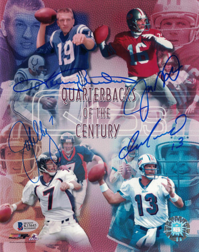 Quarterbacks of Century Autographed 8x10 Photo Unitas Elway Montana Marino BAS