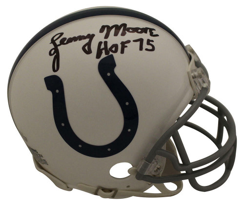 Lenny Moore Autographed Baltimore Colts Mini Helmet HOF BAS