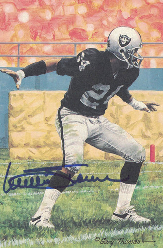 Willie Brown Autographed/Signed Oakland Raiders Goal Line Art Card Blue