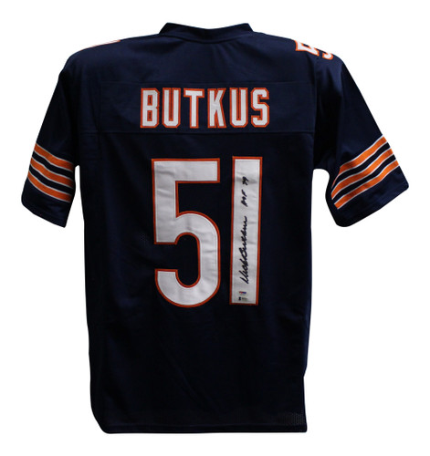 Dick Butkus Autographed/Signed Pro Style Blue XL Jersey HOF BAS