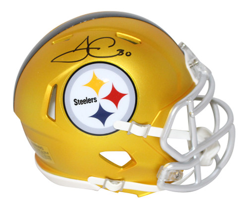 James Conner Autographed Pittsburgh Steelers Blaze Mini Helmet FAN