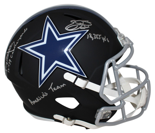 Emmitt Smith/Tony Dorsett Signed Dallas Cowboys Black Replica Helmet BAS