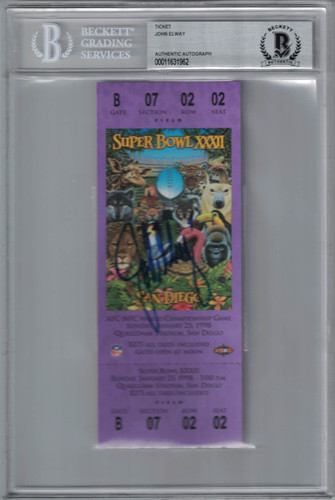 John Elway Autographed Denver Broncos Super Bowl XXXII Ticket BAS