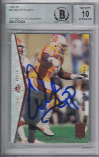 Warren Sapp Signed Buccaneers 1995 Upper Deck SP Rookie Card BAS Slab