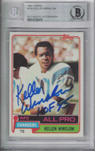 Kellen Winslow Signed Chargers 1981 Topps Rookie Card HOF BAS Slab